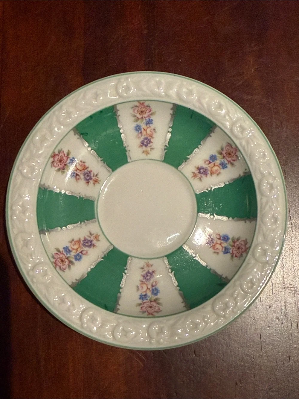 Stunning Rosenthal Maria Demitasse Cup & Saucer Alternating Green & Floral Panel